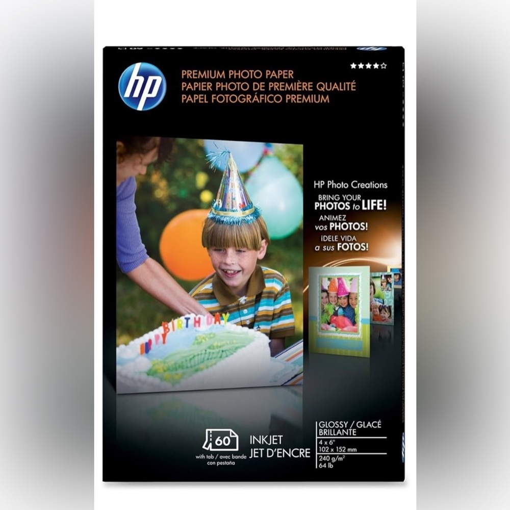 3 HP Premium Plus Photo Paper, Glossy 4x6, 60 Sheets 3 packages